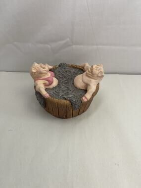 Vintage Pig Figurine Hot Tub Spa Day Pigs Resin Collectible Decor